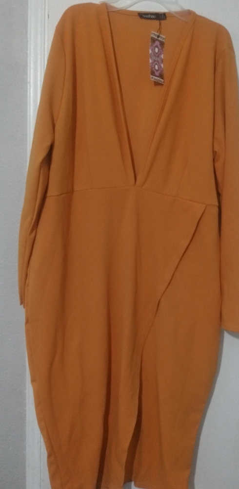 Mustard pullover head wrap dress